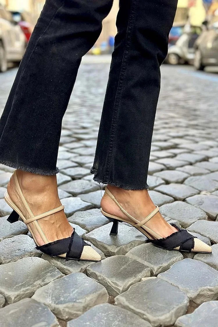 Zapatos de tacón bajo – Estilo slingback bicolor
