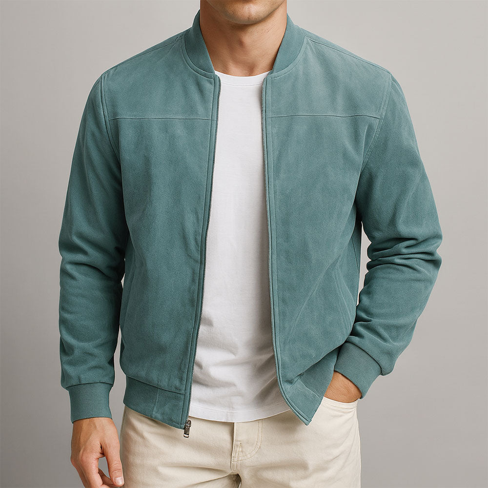 Chaqueta estilo bomber de ante – Clásico, moderno y versátil