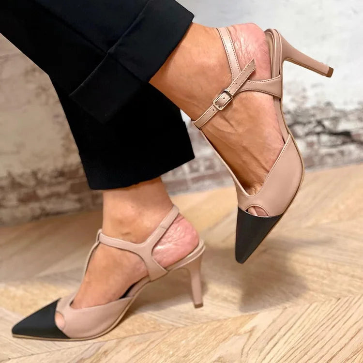 Zapatos de mujer – Estilo bicolor con tacón refinado