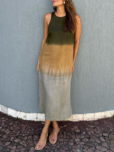 Vestido Midi Sin Mangas en Degradado Tierra 🌿