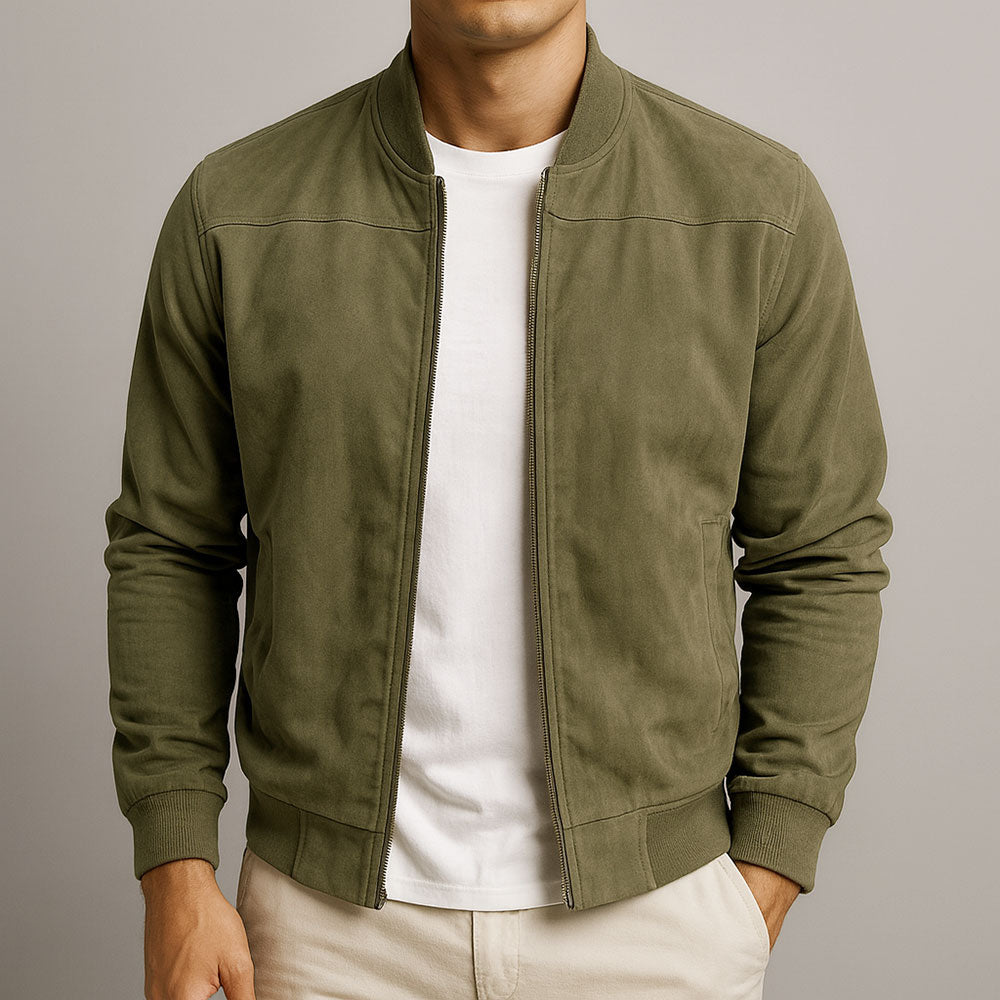 Chaqueta estilo bomber de ante – Clásico, moderno y versátil
