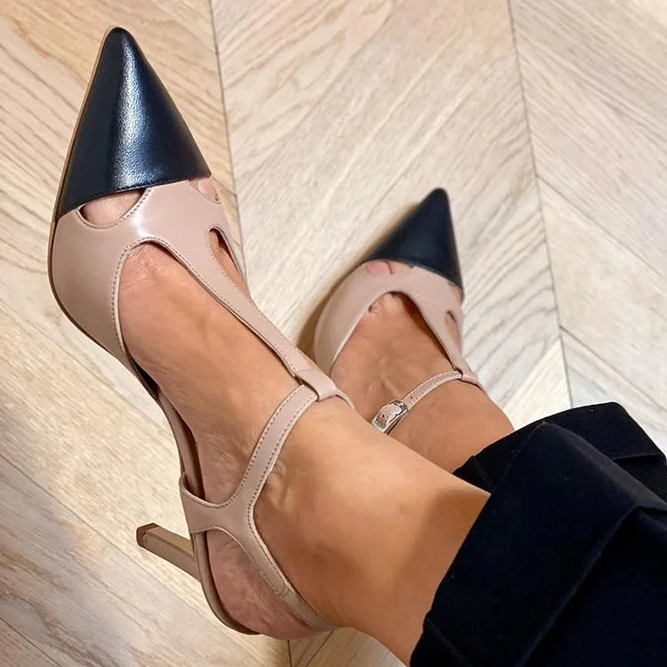 Zapatos de mujer – Estilo bicolor con tacón refinado