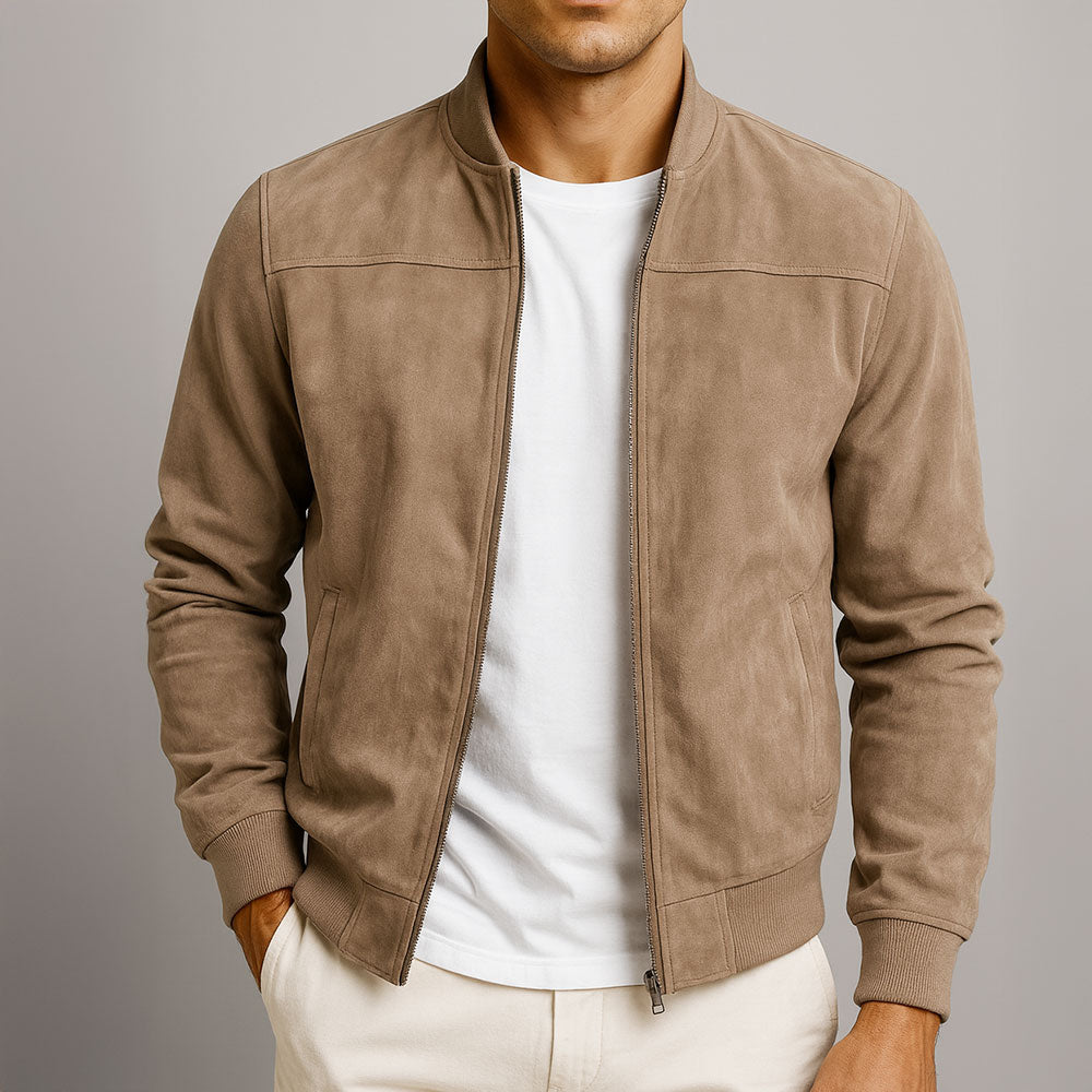 Chaqueta estilo bomber de ante – Clásico, moderno y versátil