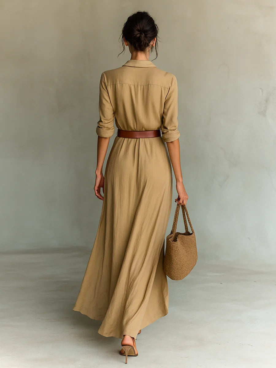Vestido Camisero Largo – Estilo Safari Chic