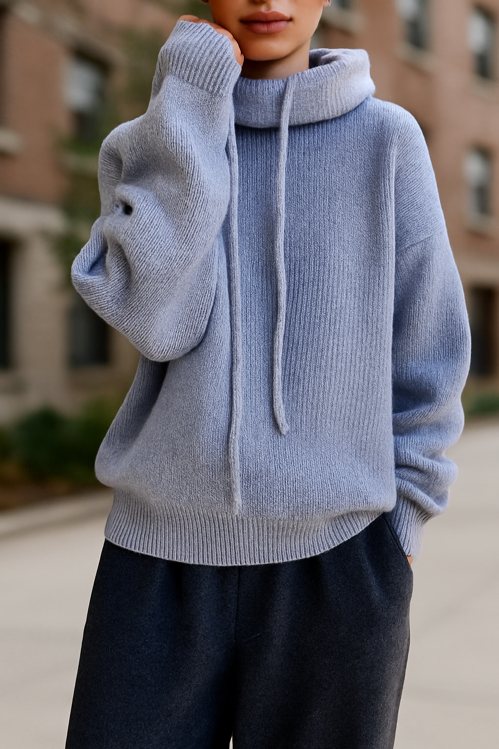 Jersey de punto con cuello alto – Calidez y sencillez atemporal