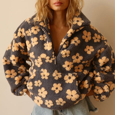 Sudadera de borreguito floral – Dulce, cálida y con estilo vintage