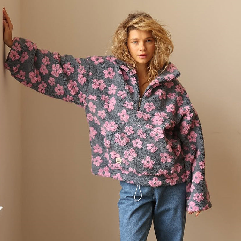 Sudadera de borreguito floral – Dulce, cálida y con estilo vintage