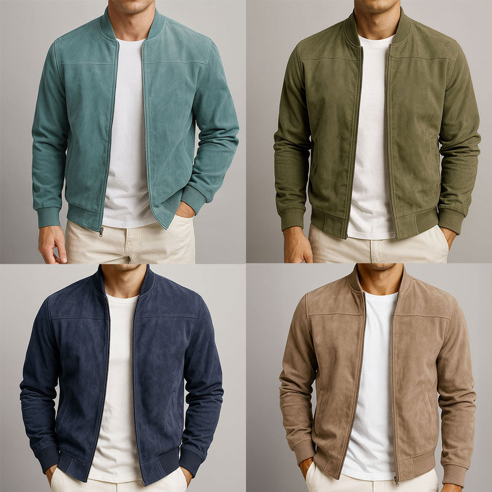 Chaqueta estilo bomber de ante – Clásico, moderno y versátil