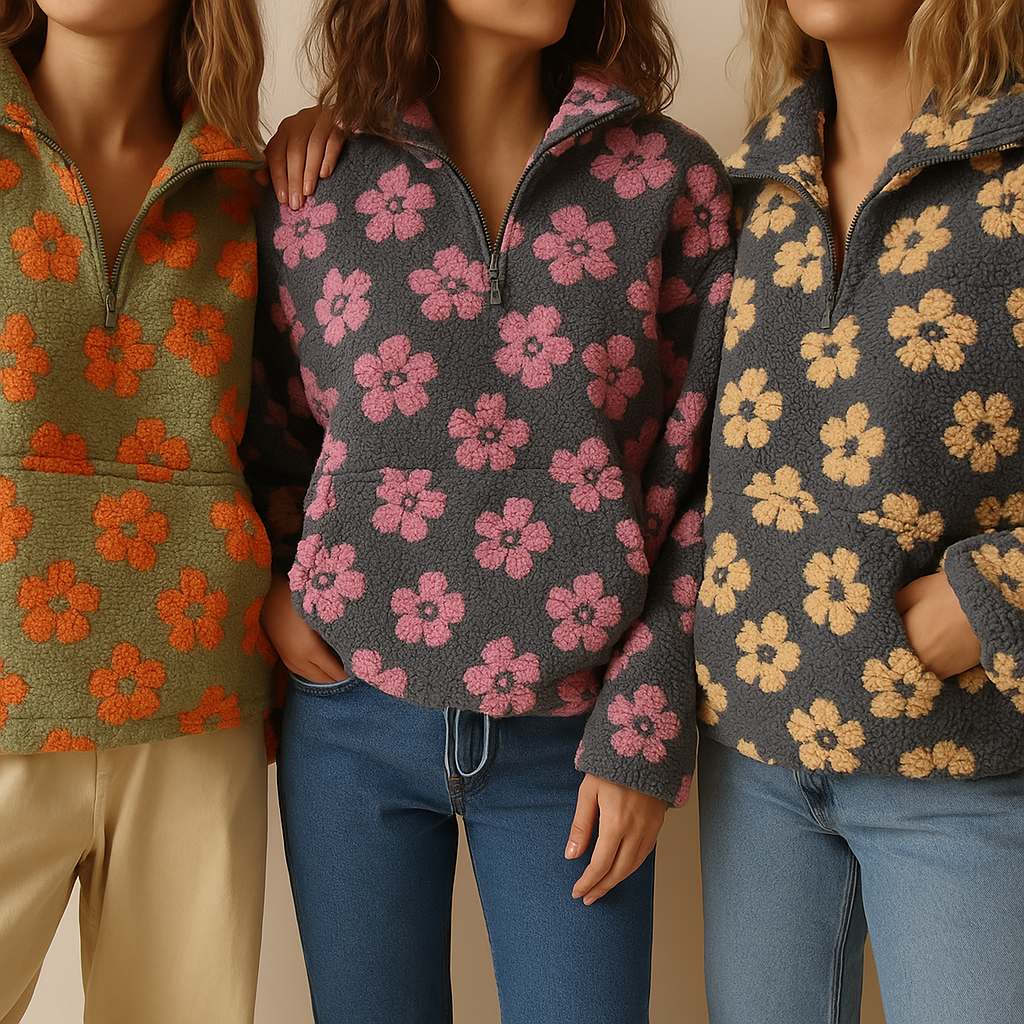 Sudadera de borreguito floral – Dulce, cálida y con estilo vintage