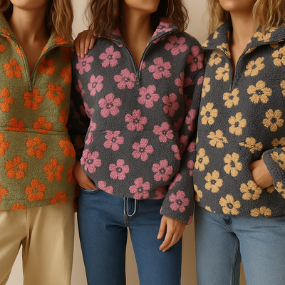 Sudadera de borreguito floral – Dulce, cálida y con estilo vintage