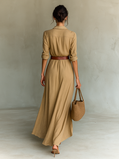 Vestido Maxi Safari Chic – Elegancia Natural