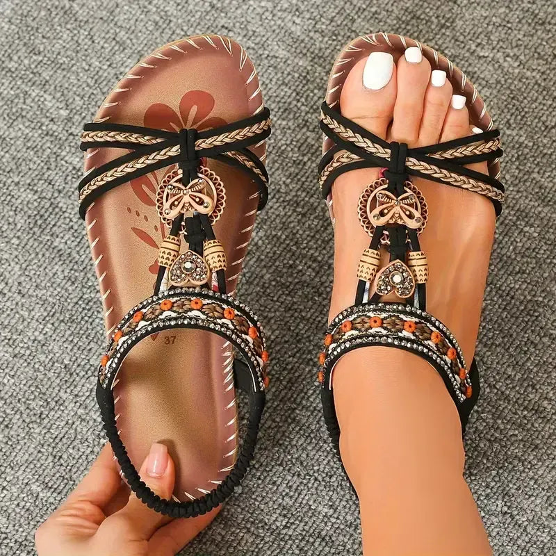 Mujer – Sandalias Bordadas de Confort Diario