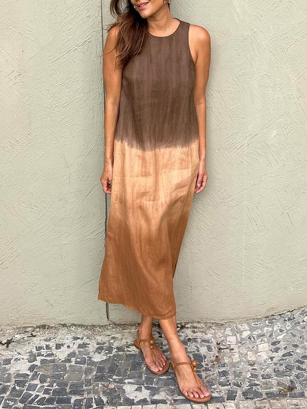 Vestido Midi Sin Mangas en Degradado Tierra 🌿